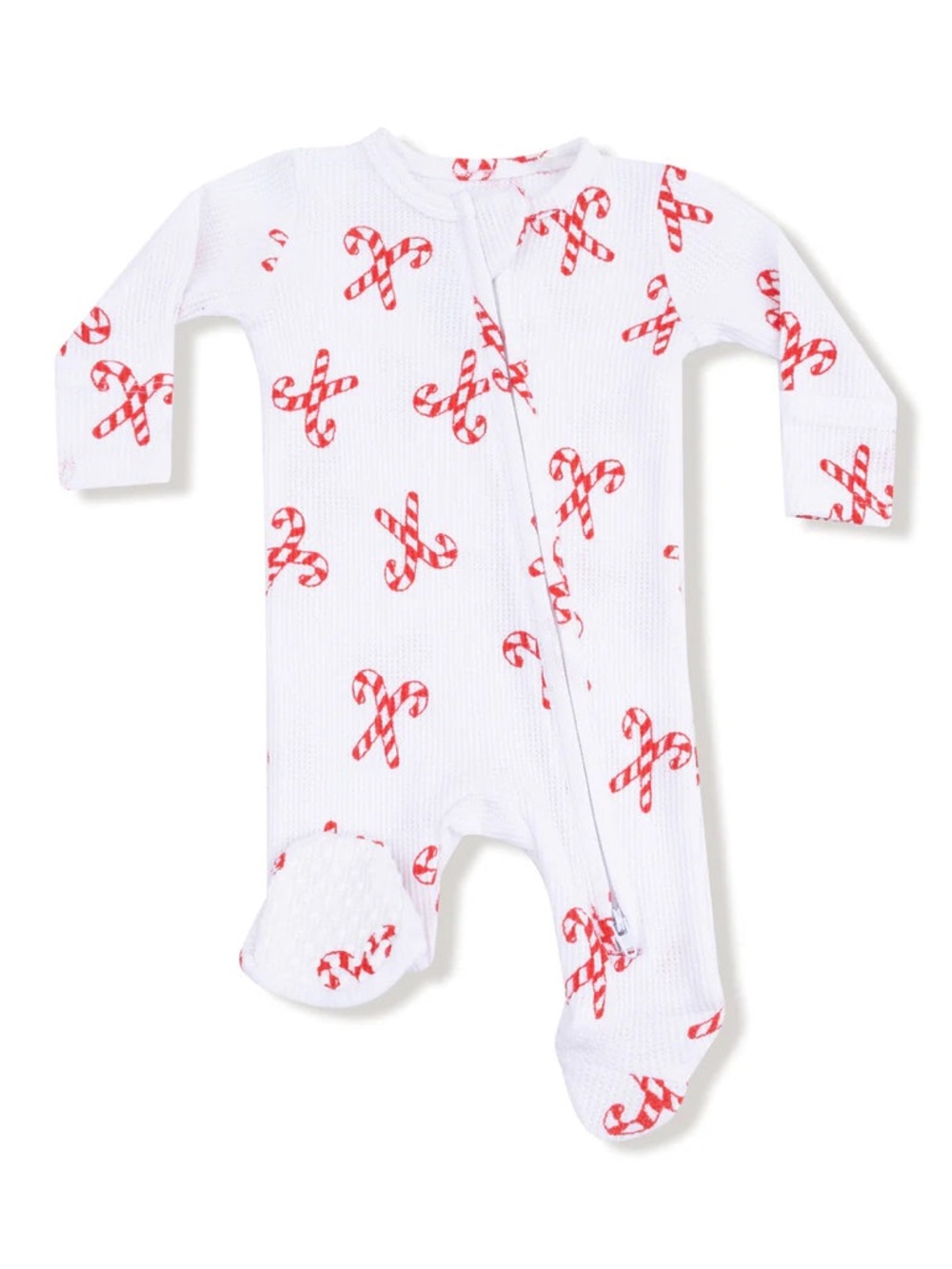 Angel Dear White Candy Cane Footie 0-3 3-6 6-9 months